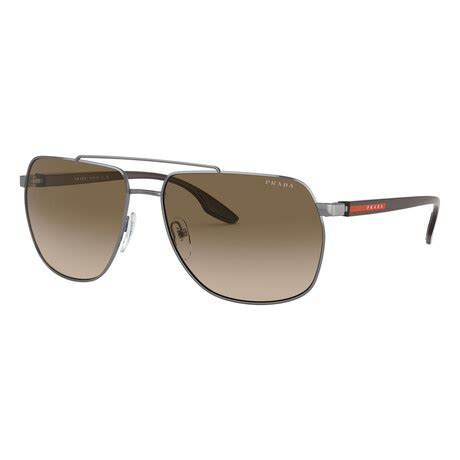 Prada Linea Rossa PS 55VS Men's Sunglasses Gunmetal/Brown .